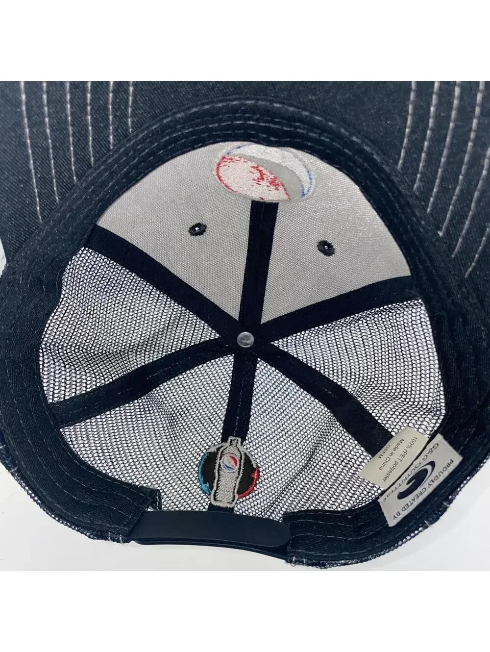 Pepsi Soda Navy Blue Mesh Snapback Trucker Hat Embroidered Logo G&G Outfitters